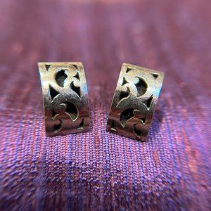 LOIS HILL Earrings, Sterling Sliver, Rectangular, Scroll Design, Vintage
